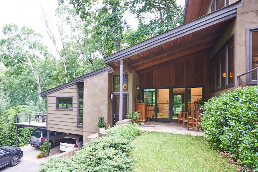 suburban, contemporary, garden, stone, Asheville, 