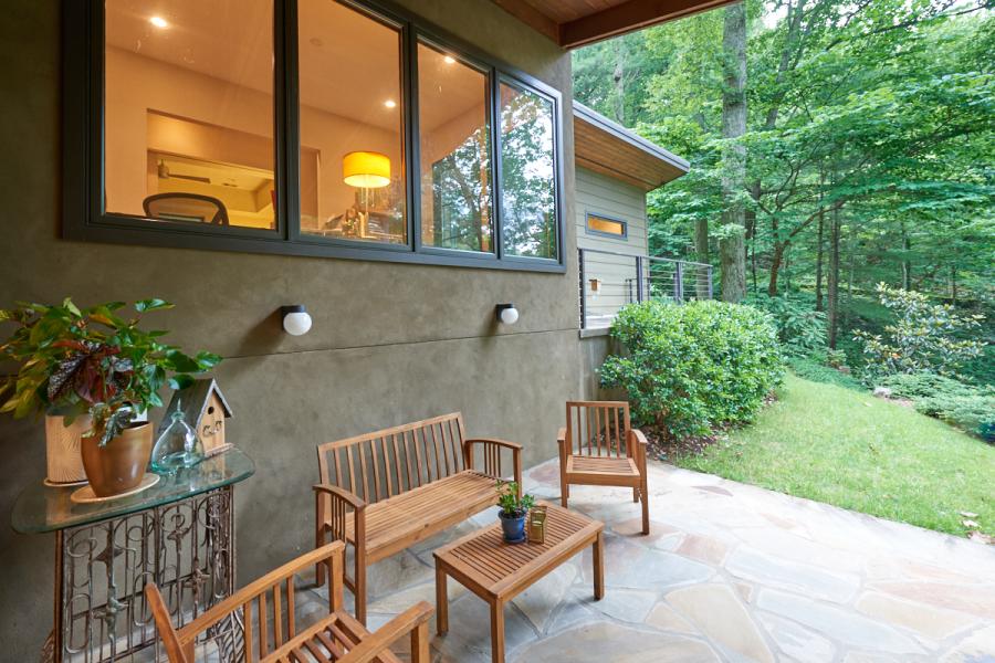 suburban, contemporary, garden, stone, Asheville, 