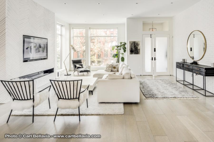 townhouse, contemporary, modern, light, white, glass, bathroom, kitchen, 