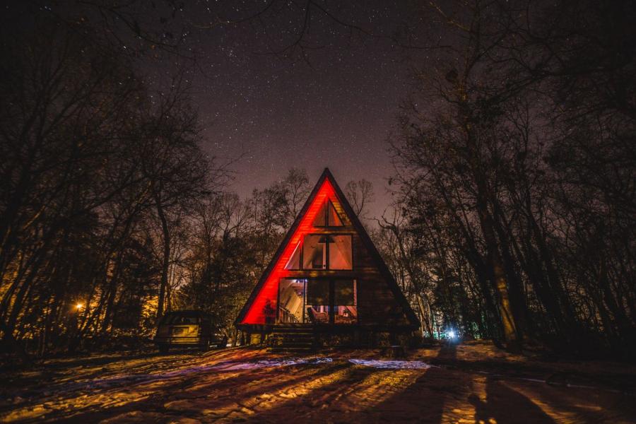 cabin, wooded, deck, rural, country, 