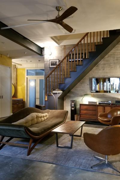 contemporary, townhouse, staircase, colorful, garden, patio, bathroom, 