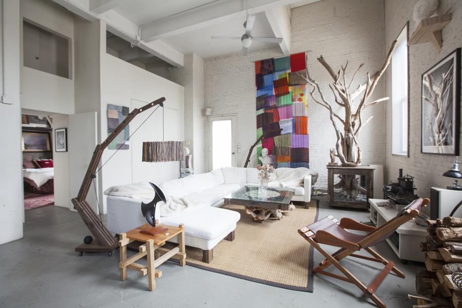 loft, apartment, eclectic, white, textured walls, 