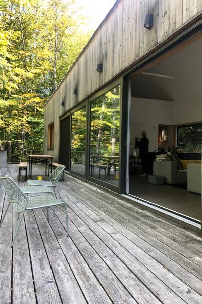 modern, contemporary, wooded, wood, deck, glass, rural, 