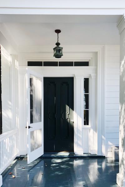 suburban, white, light, airy, traditional, contemporary, porch, 