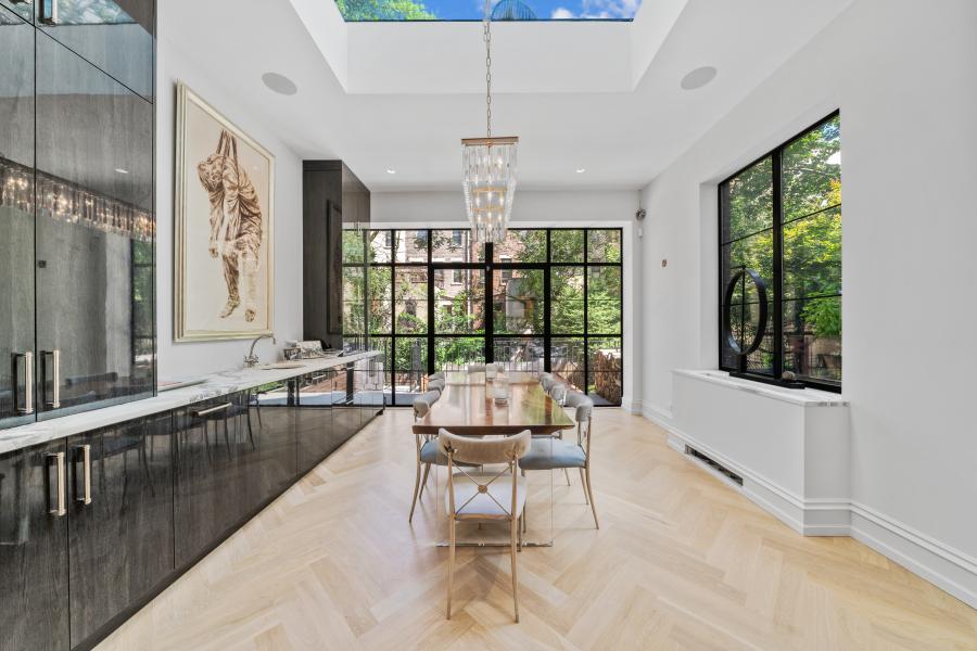 brownstone, townhouse, contemporary, upscale, staircase, terrace, garden, kitchen, bathroom, 