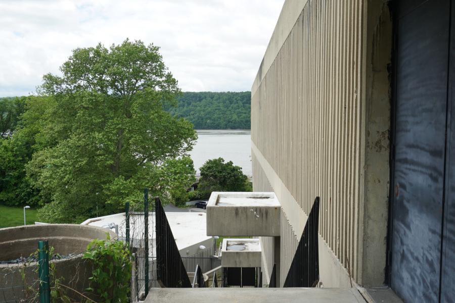 concrete, modern, museum, water, staircase, industrial, 