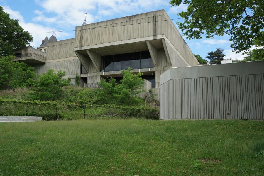 concrete, modern, museum, water, staircase, industrial, 