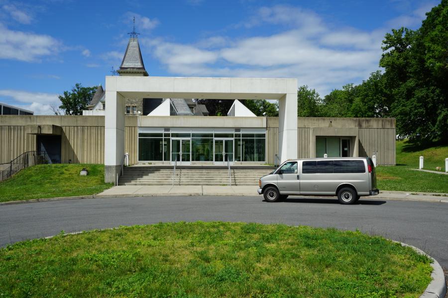 concrete, modern, museum, water, staircase, industrial, 