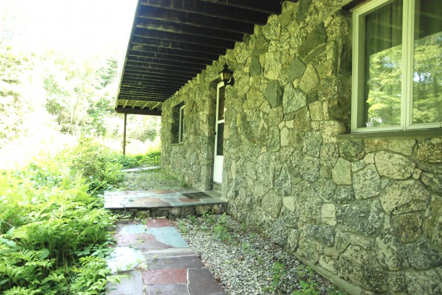 funky, stone, wood, kitchen, deck, patio, fireplace, 