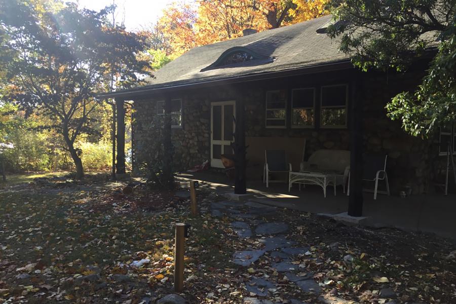 rustic, rural, stone, lake, fireplace, porch, 