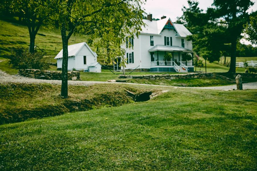 farm, farmhouse, field, water, pond, rural, stone, barn, Asheville, 