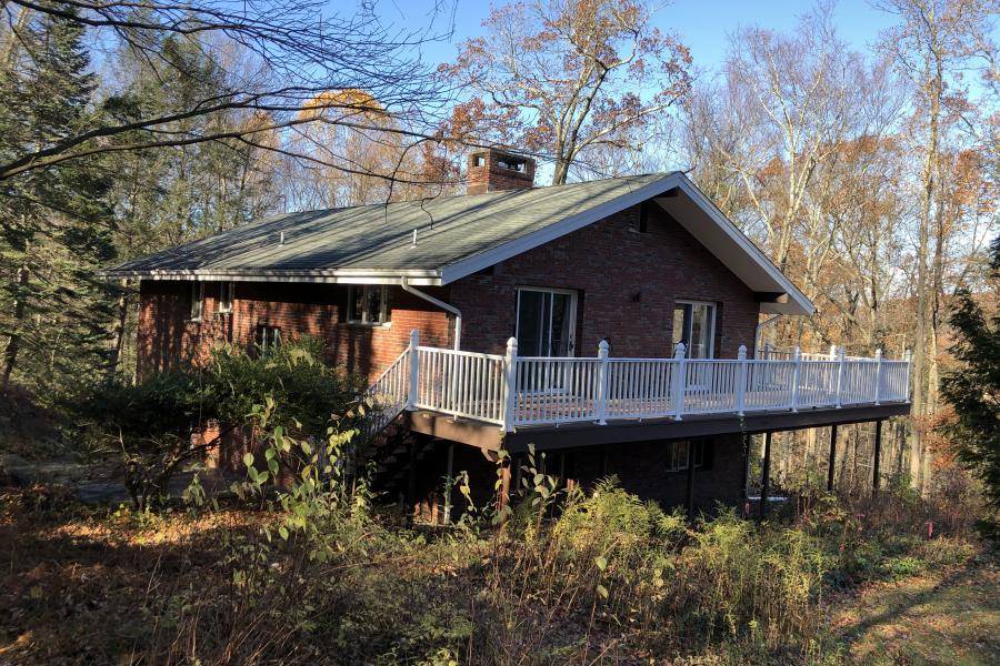 funky, stone, wood, kitchen, deck, patio, fireplace, 