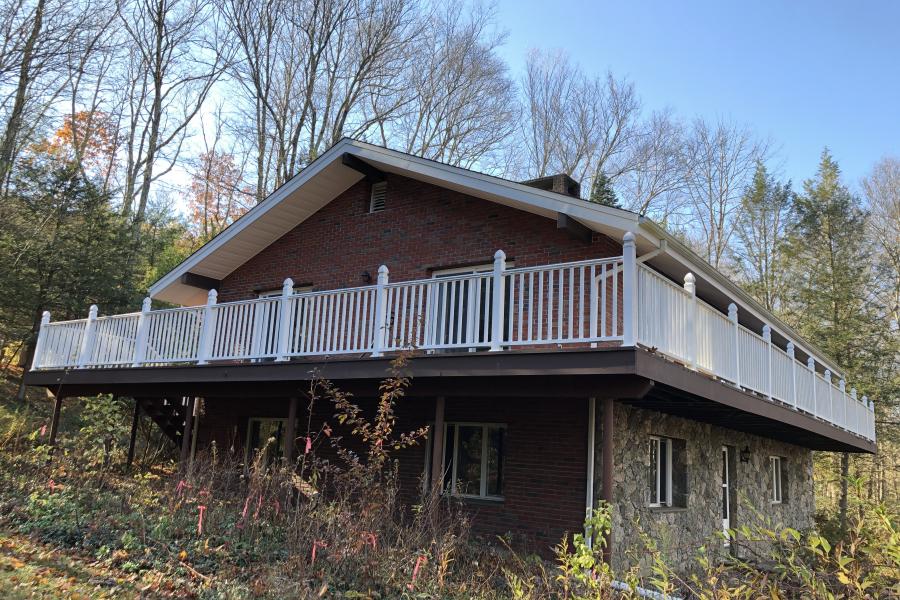 funky, stone, wood, kitchen, deck, patio, fireplace, 