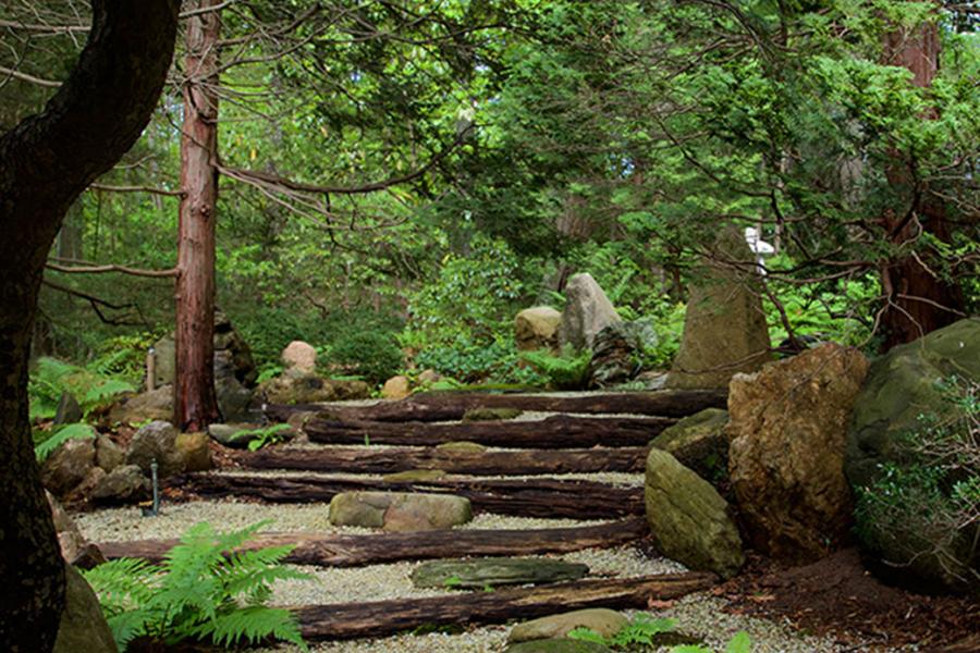 garden, zen, bridge, wooded, 