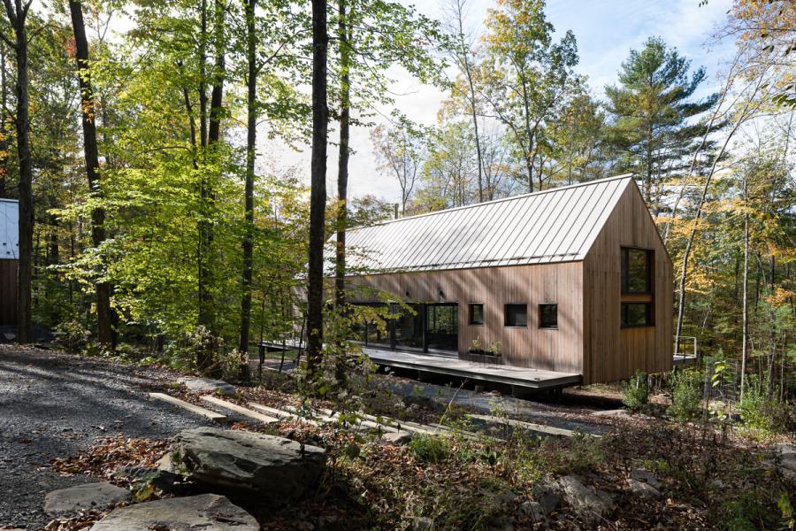 modern, contemporary, wooded, wood, deck, glass, rural, 