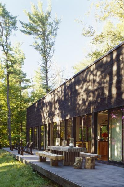 cabin, glass, wooded, light, airy, contemporary, 