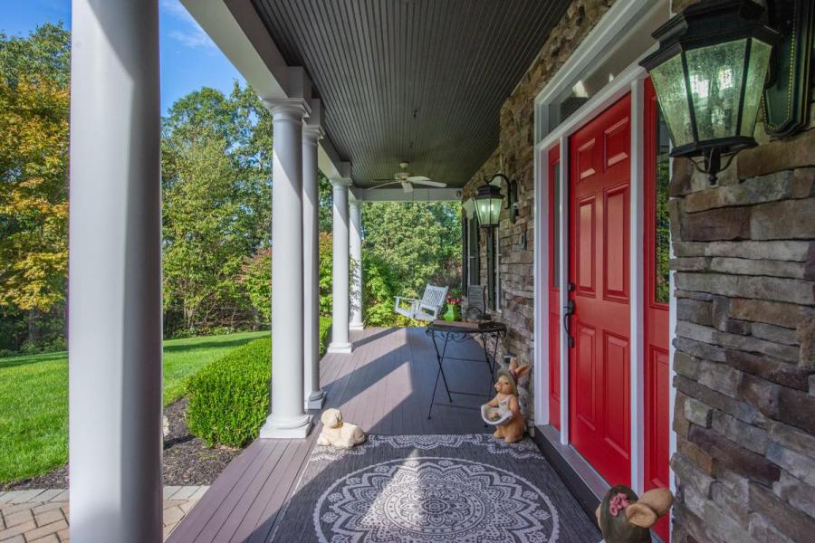 staircase, fireplace, pool, deck, patio, garden, kitchen, porch, contemporary, 