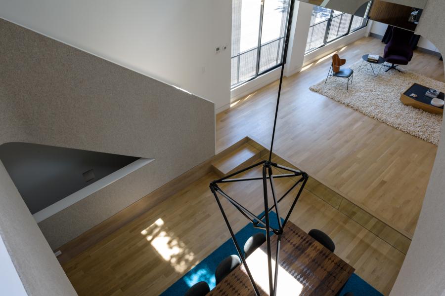 townhouse, modern, glass, light, rooftop, staircase, white, 