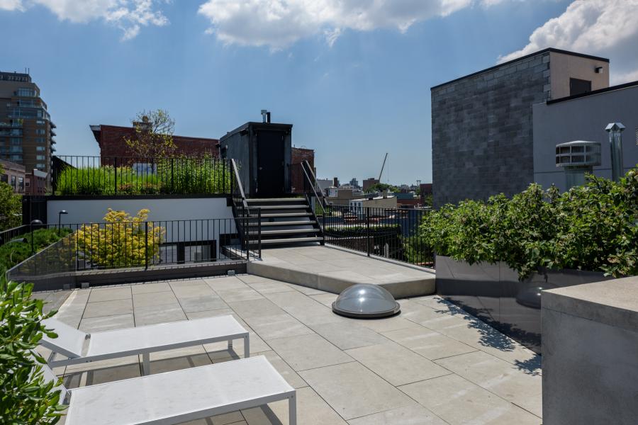 townhouse, modern, glass, light, rooftop, staircase, white, 