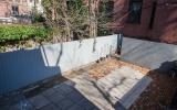 brownstone, contemporary, light, white, fireplace, kitchen, deck, 