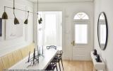 brownstone, bathroom, staircase, fireplace, contemporary, 