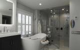 Hamptons, pool, pool table, bathroom, light, airy, upscale, staircase, kitchen, patio, 