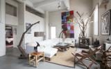 loft, apartment, eclectic, white, textured walls, 