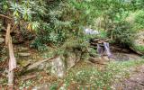 log house, cabin, stone, water, rural, Asheville, 