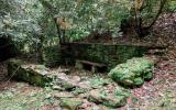 log house, cabin, stone, water, rural, Asheville, 