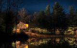 cabin, wooded, wood, pond, lake, glass, fireplace, 